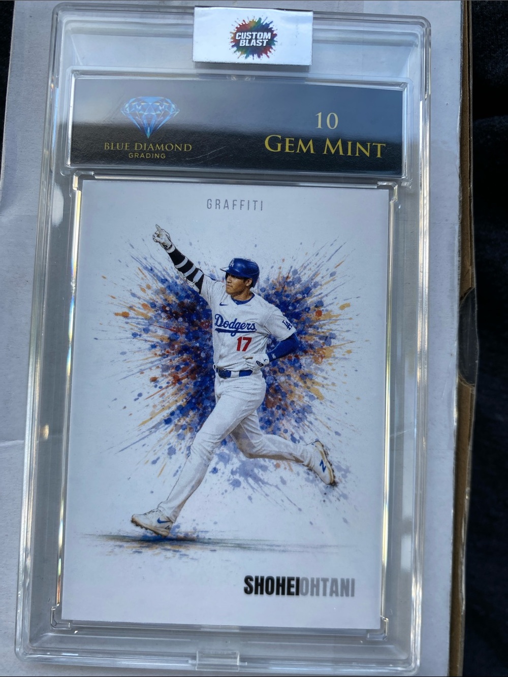 Shohei Ohtani Dodgers NOVELTIES Graffiti Baseball Card - Blue & White